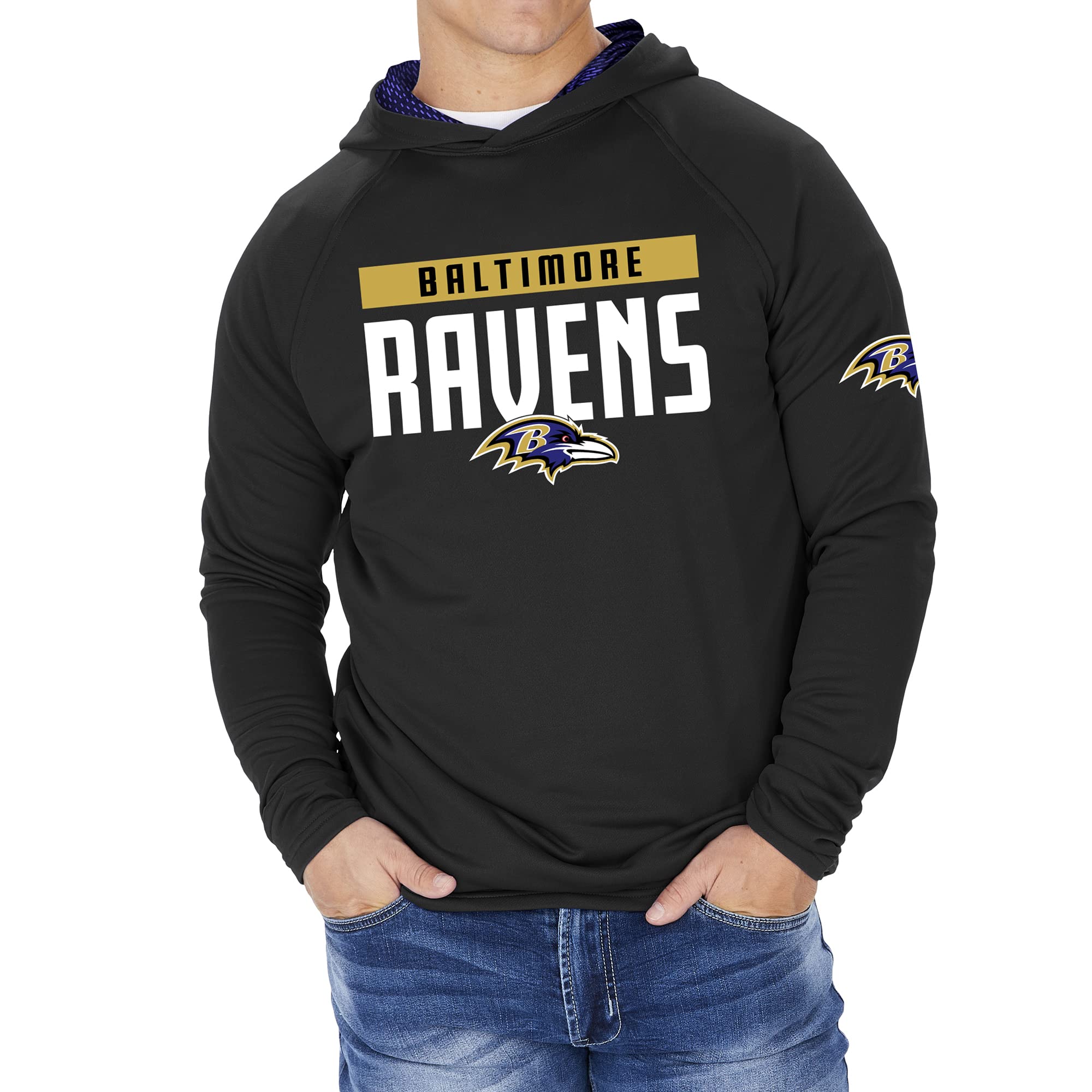 Zubaz NFL Football Men's Solid Team Hoodie with Camo Lined Hood and Sleeve Graphic — view 73