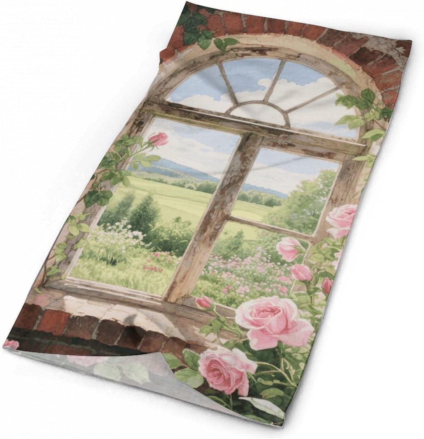 Vintage Arch Window Nature Garden Cooling Headscarf Cooling Breathable Face Mask UV Protection Scarf Hiking Bandana