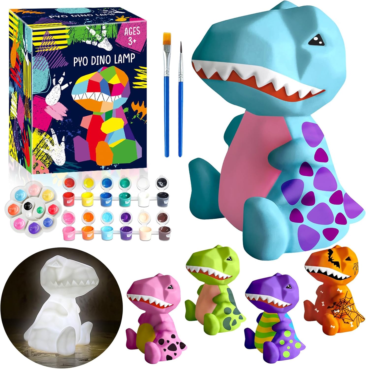 FUNZBO 620PCS+ Pop Beads with Paint Your Own Dinosaur Lamp
