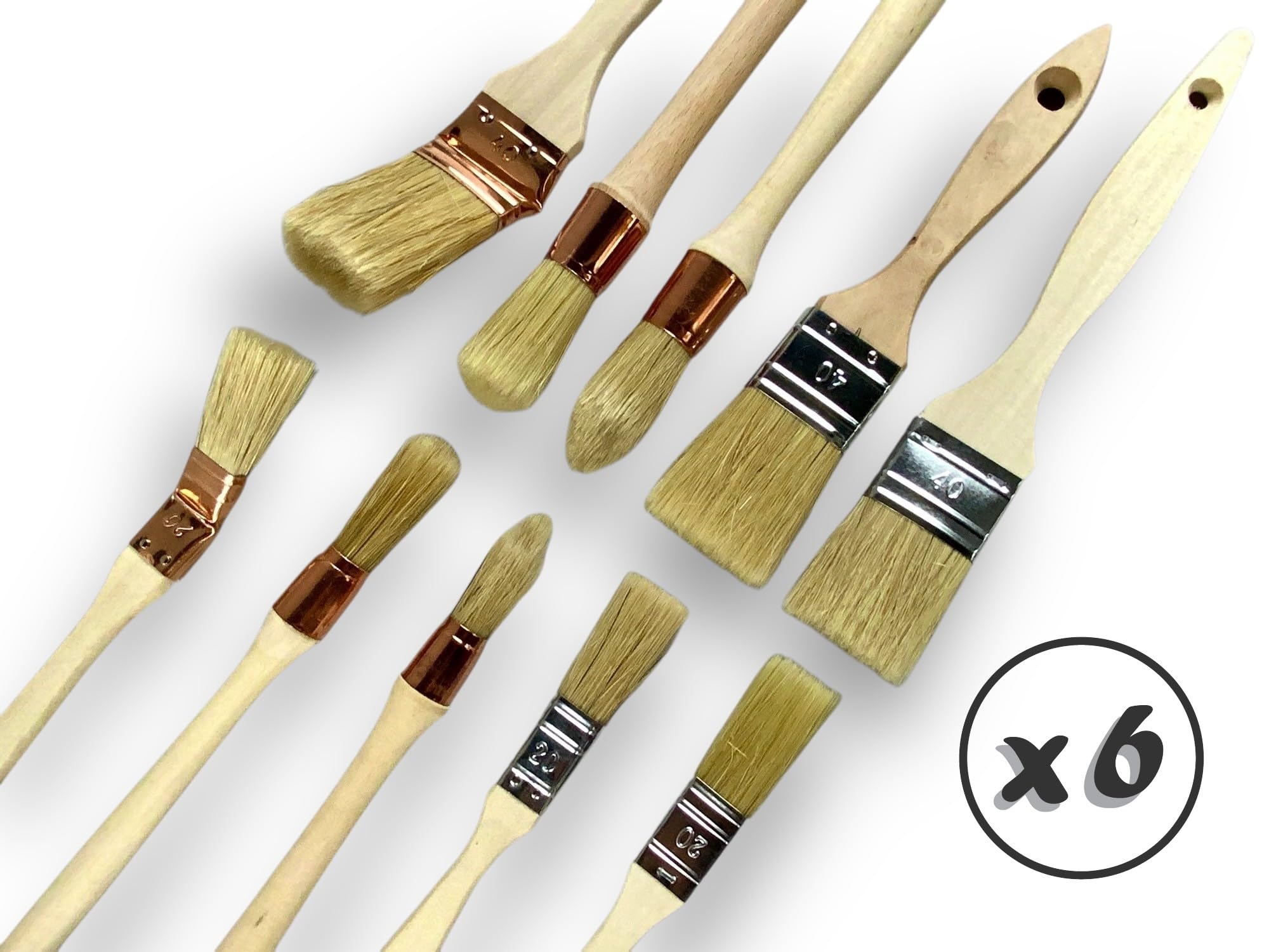 Lot de 60 Pinceaux de Peinture | Pinceaux Plats, Radiateurs, Pouce et Rechampir | 20/40 mm | Set Complet pour Travaux, Rénovation, Bricolage, Acrylique, Vernis et Enduits | PINC60