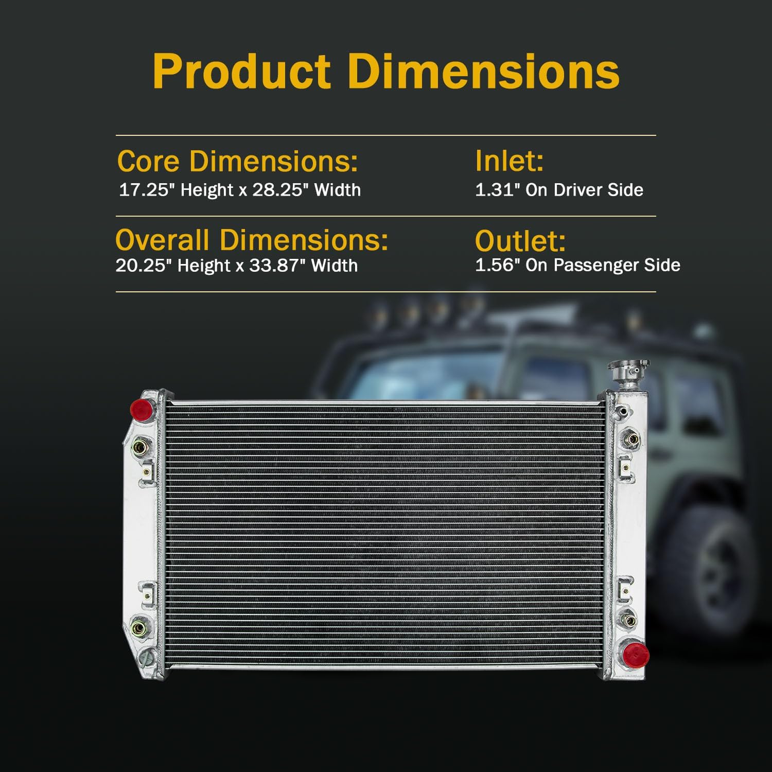 3 Row Aluminum Radiator Compatible with 1988-1999 Chevy GMC C1500 C2500 C3500 K1500 K2500 K3500 R1500 R2500 R3500 V1500 V2500 V3500 Blazer Suburban 5.0L 5.7L V8 Automotive Cooling Radiator