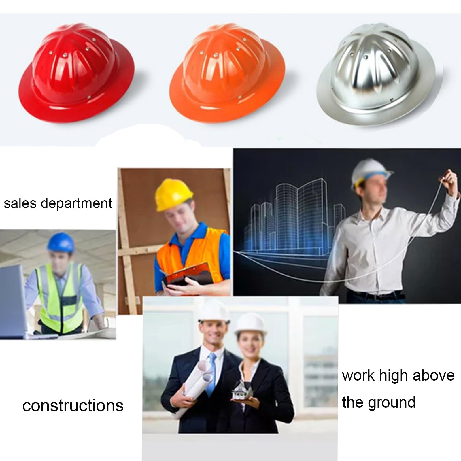 with Removable Liner Hard Hat Aluminum Full Brim Hardhat 4-point Fastening Professional Aerial Engineering Hard Hats 3 Colors Available(Silver)