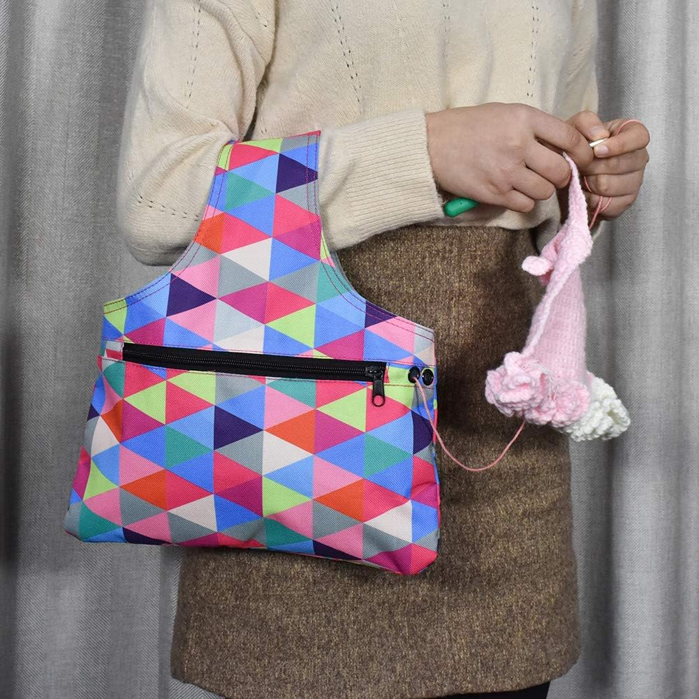 Katech Knitting Tote Bag Lightweight Travel Knitting Yarn Storage Bag Organizer Empty Portable Knit Wrist Bag for Holding Yarn, Crochet Hooks, Crochet Needles, Knitting and Crochet Supplies