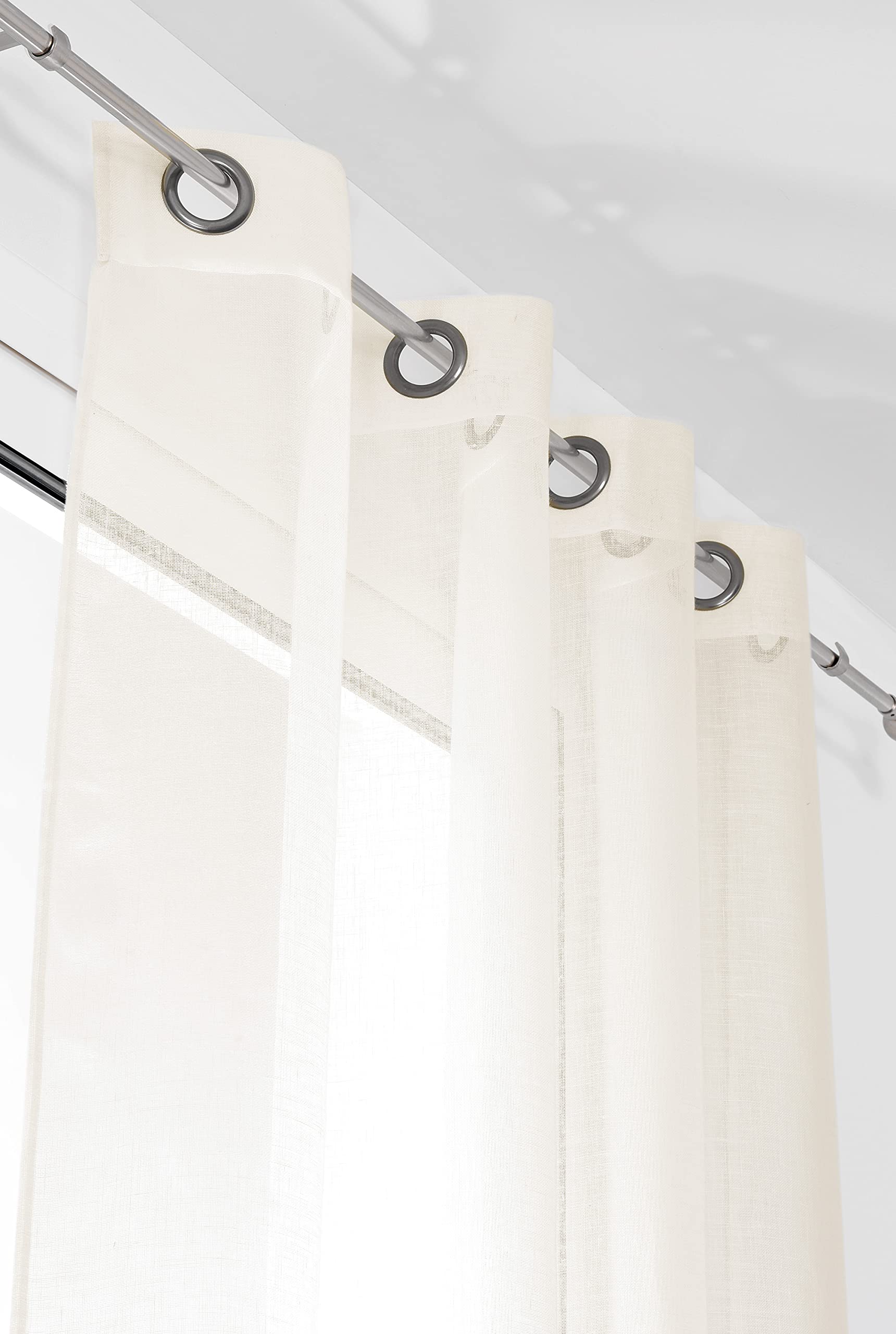 Linder 0170 /15/375FR Voile de Lin Sable Oeillets 145 x 260 cm