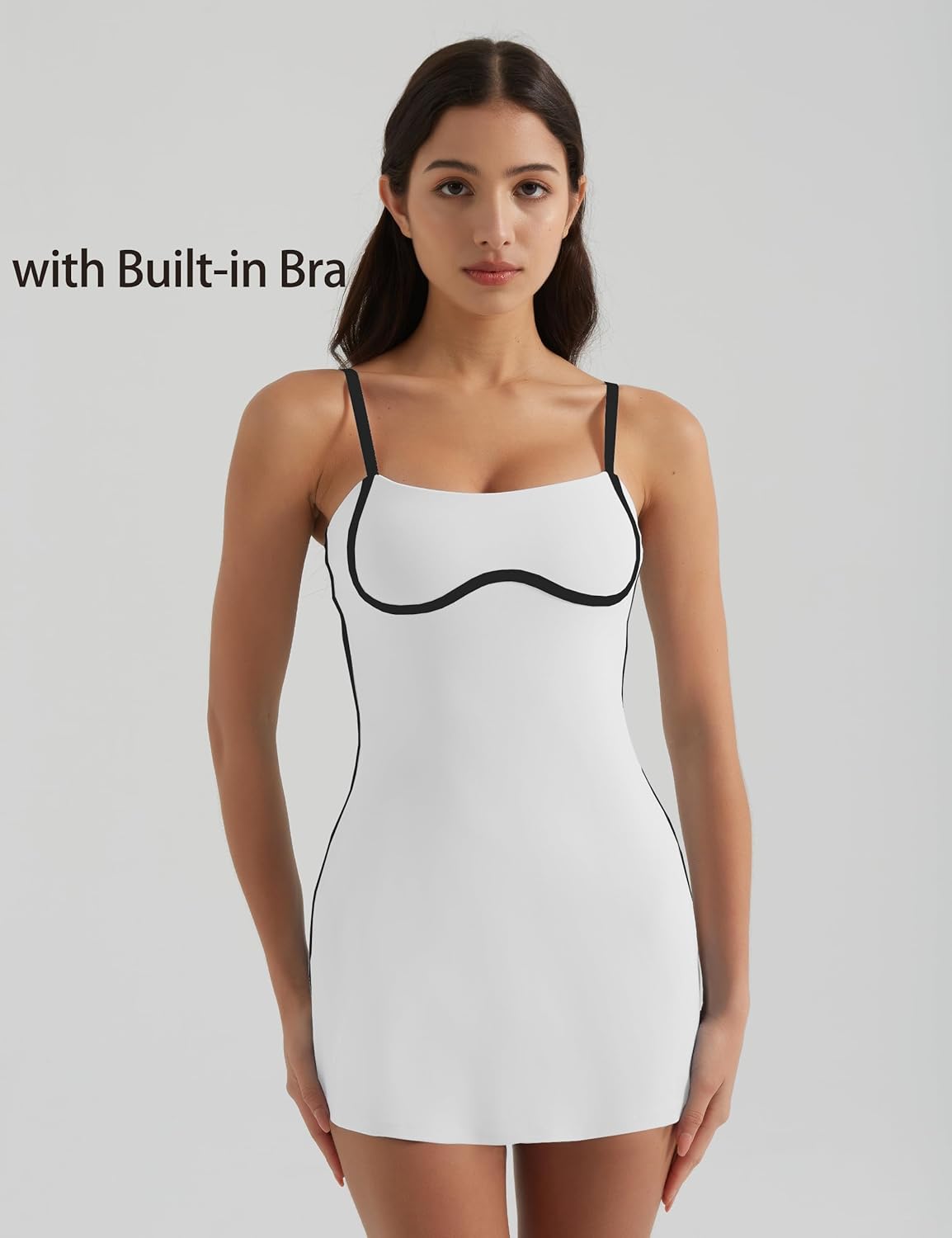 Womens Tennis Dress with Built-in Bra & Shorts Pockets,Sleeveless Adjustable Spaghetti Strap Colorblock Golf Dresses