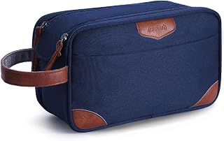 Toiletry Bag for Men, Travel Essentials Toiletries Bag, Water-Resistant Shaving Dopp Kit, Wide-Open Dual Zipper Cosmetic Makeup Organizer Bag Fit Full Size Toiletries, Navy Blue