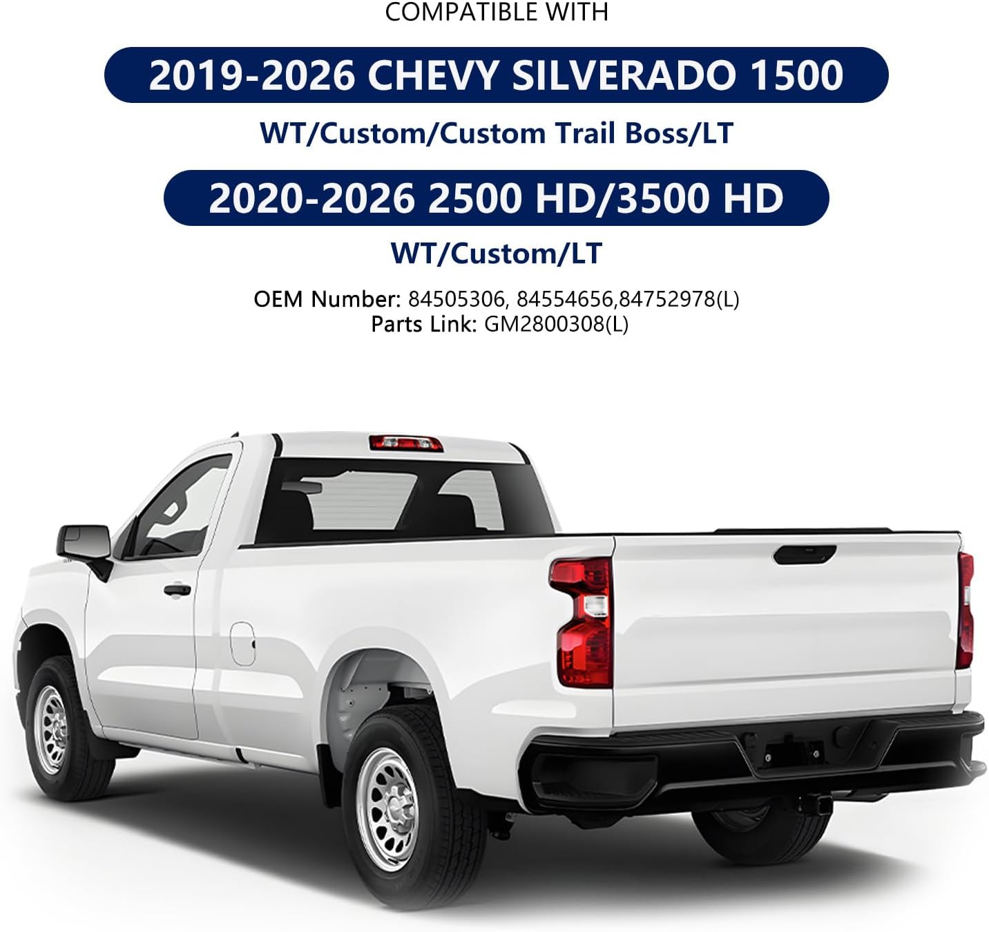Halogen Tail Light Assembly Compatible with 2019-2026 Chevy Silverado 1500 WT/Custom/Custom Trail BOSS/LT/RST 2020-2023 Silverado 2500HD/3500HD WT/LT w/Bulbs Left Driver Side