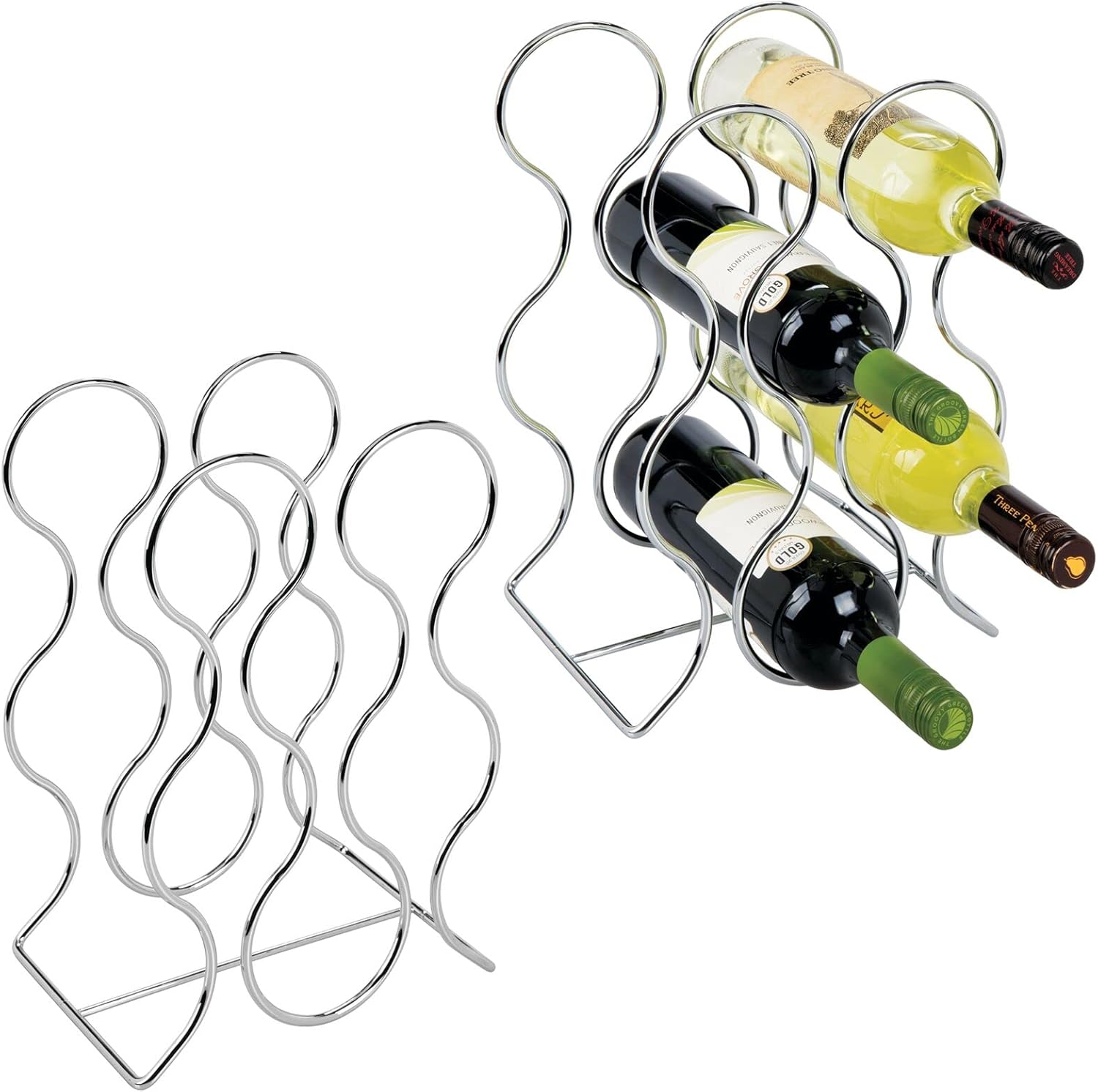 mDesign Set of 2 Metal Wine Racks for 6 Bottles Free Standing Wine Rack for Kitchen Wine