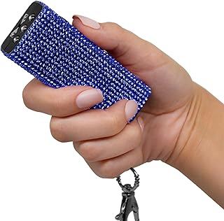 Guard Dog Security Mini Stun Gun Keychain Bling It On, Powerful Stun Gun for Women Self Defense with LED Flashlight, USB Rechargeable, Rhinestone and Compact Design
