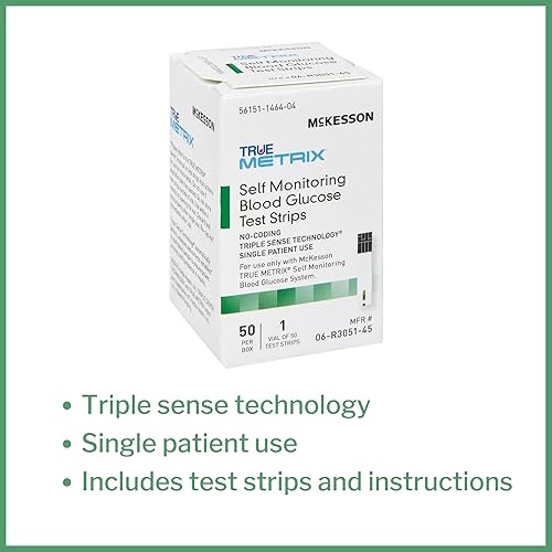 Miniatura 2 de McKesson TRUE METRIX Tiras de prueba de glucosa en sangre autocontrolables, 50 tiras, 3 paquetes, 150 en total