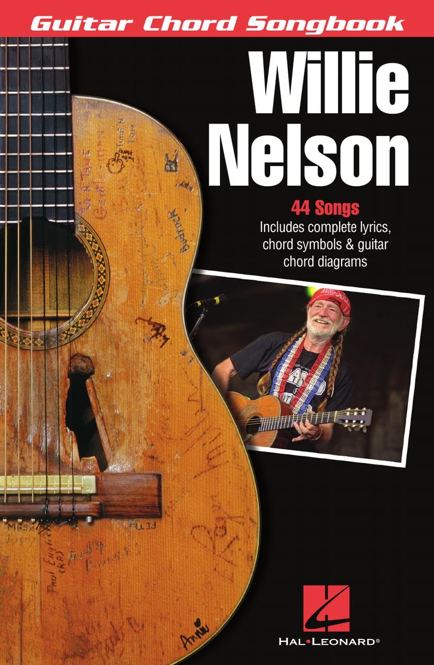 Willie Nelson Guitar Chord Songbook | 44 Classic Songs with Lyrics and Chord Diagrams | Play On the Road Again, Always on My Mind and Whiskey River | Sheet Music for Guitarists