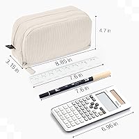 Vista 6 de Sooez Estuche de Lápices de Gran Capacidad con Funda para Bolígrafos, Bolsa de Lápiz de Corduroy Suave con 3 Compartimentos, Múltiples Bolsillos