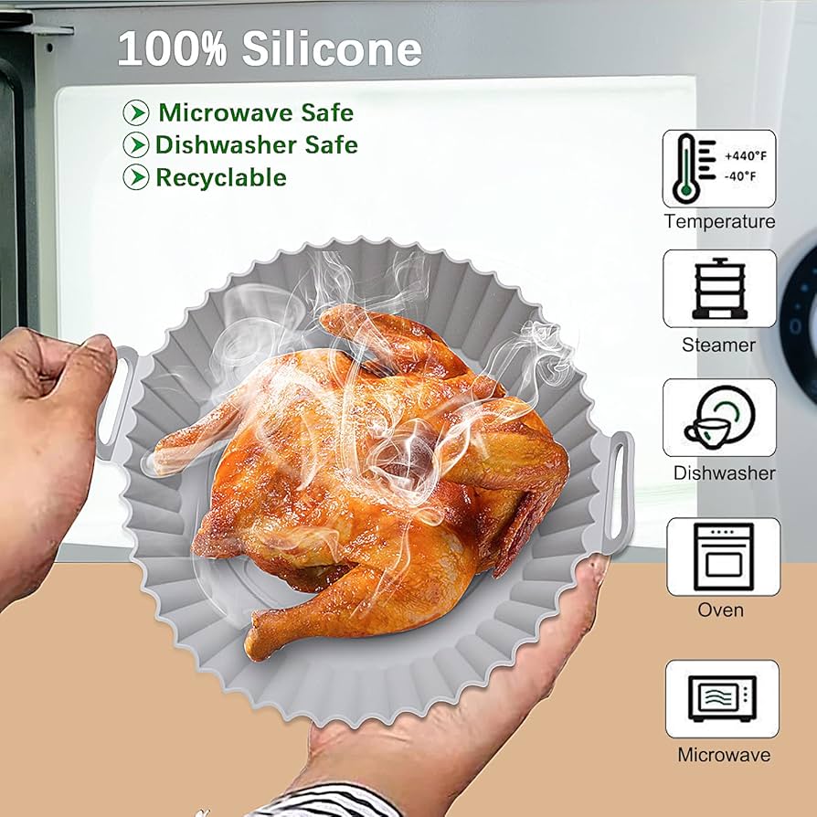 2 Stück Air Fryer Silikon Töpfe 22cm | Backformen Für Heißluftfritteuse & Backofen