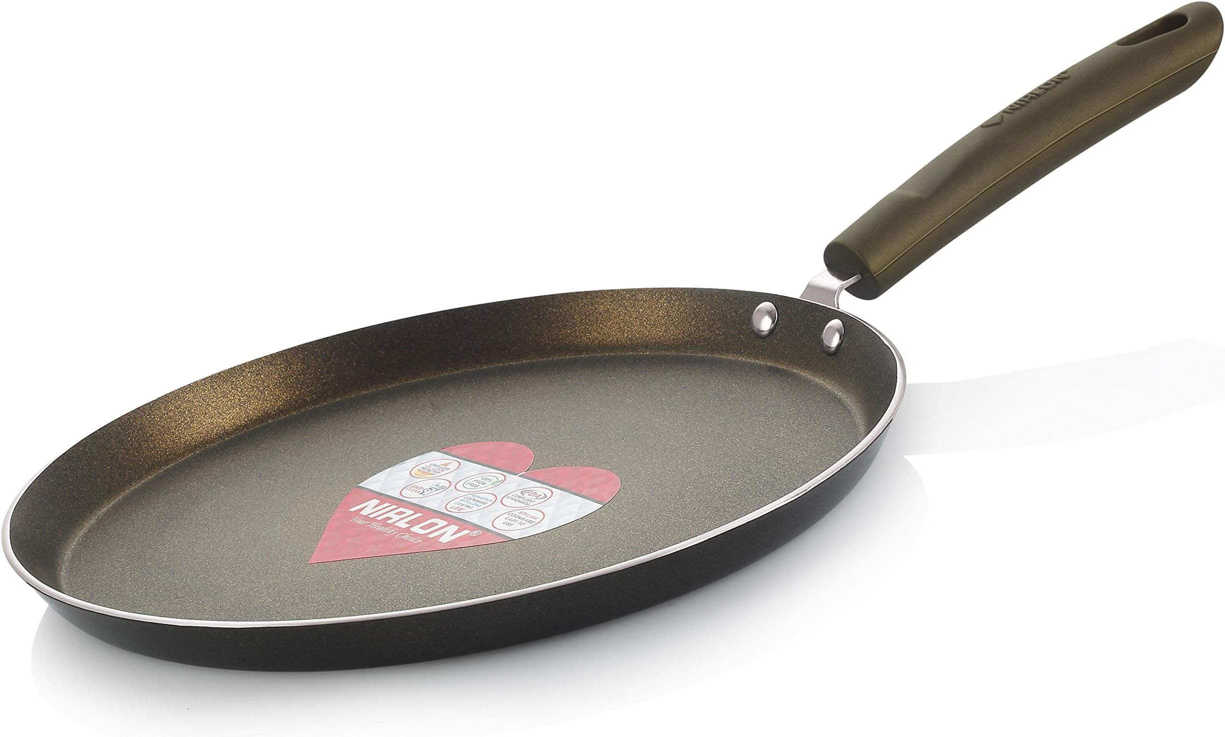 Nirlon Gold Rush Non Stick Aluminium Gas & stovetops Friendly Flat Dosa Tawa 26cm Color-Gold Rush(Gold_Rush_Flat_Tawa26cm)