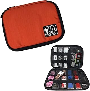 Gadol Organizer Bag for Smartwatch Accessories, Storage Bag for Watch Bands, Chargers, Cables, Headphones & Watch Cases (Orange)