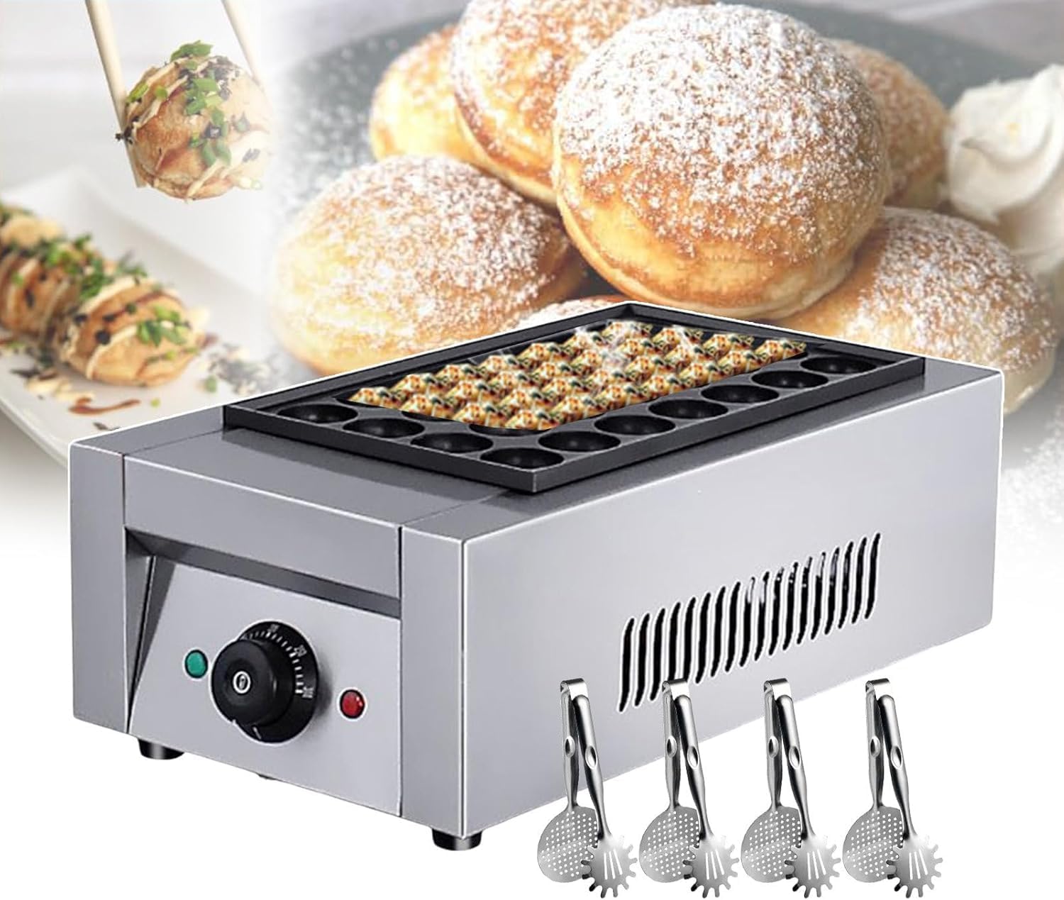 Electric Takoyaki Grill Pan 28 Holes Takoyaki Maker/Commercial Takoyaki Octopus Baking Pan Mold/Electric Takoyaki Maker for Octopus Meat Fish Ball