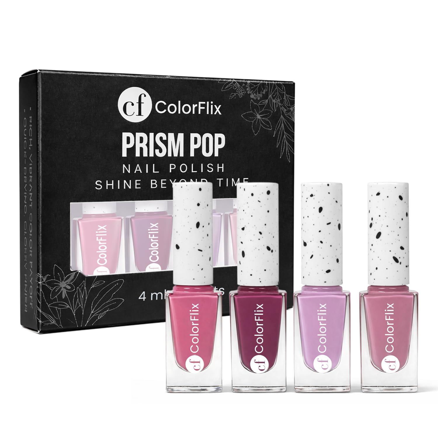 ColorFlix Prism Pop Nail Paint Pack of 4 – Long Stay, Quick Dry, High Gloss Finish Trendy Colors with Rich Pigment, Easy Glide Brush for Smooth Application, for Casual and Party Looks (Juice)-image-43