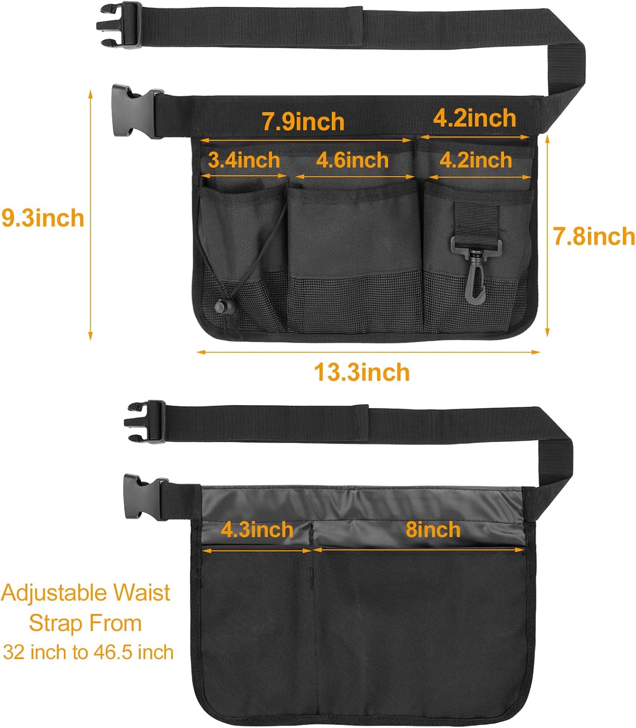 Gardening Tool Waist Bag Belt Heavy Duty Oxford Tool Apron with 7 Pockets of Different Sizes and Depth (Black) - Image 7