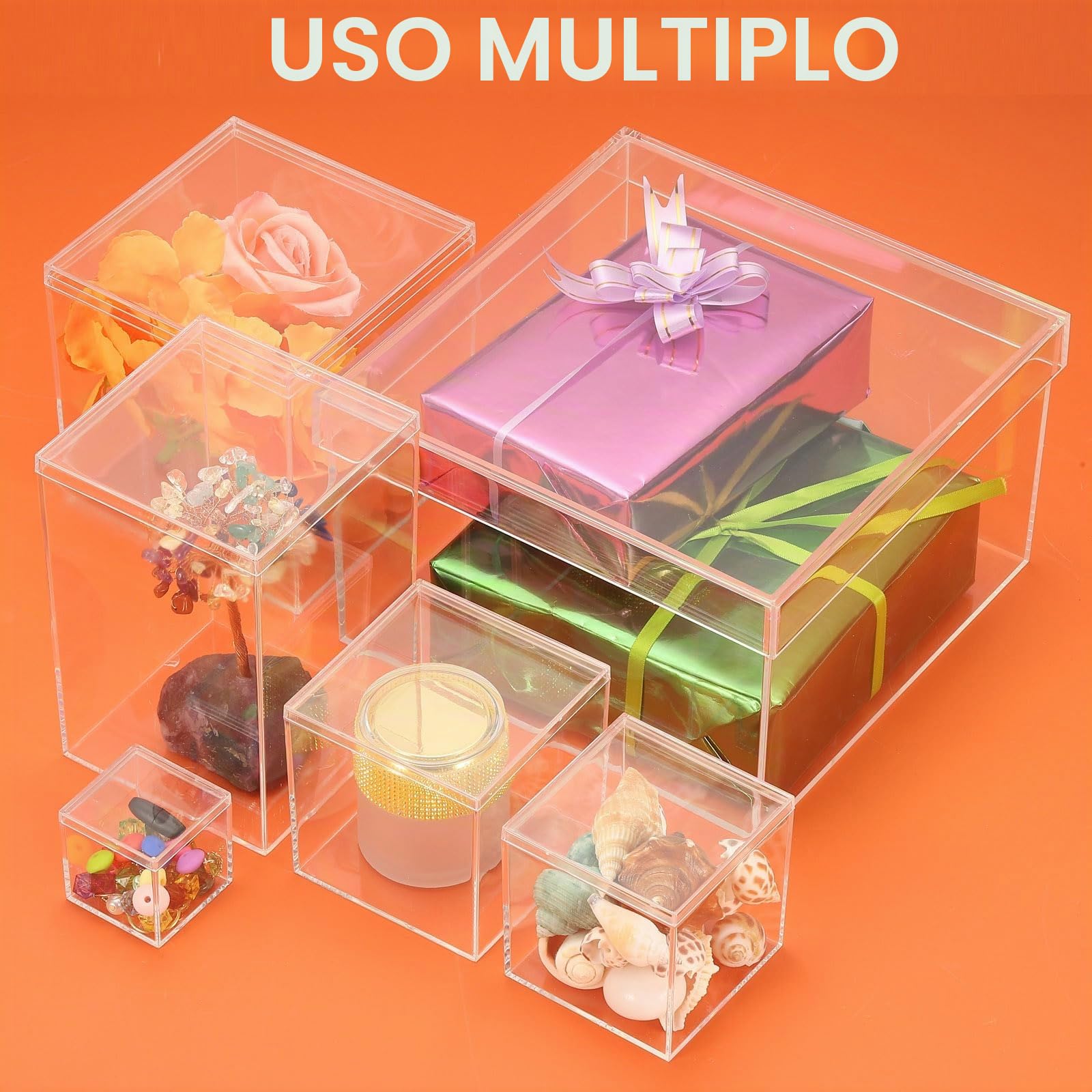 PATIKIL Scatola In Acrilico Con Coperchio 20 x 20 x 10 cm, Scatole Di Visualizzazione In Plastica Trasparente Contenitori Quadrati Cubi Organizzatori Di Archiviazione Per Visualizzazione