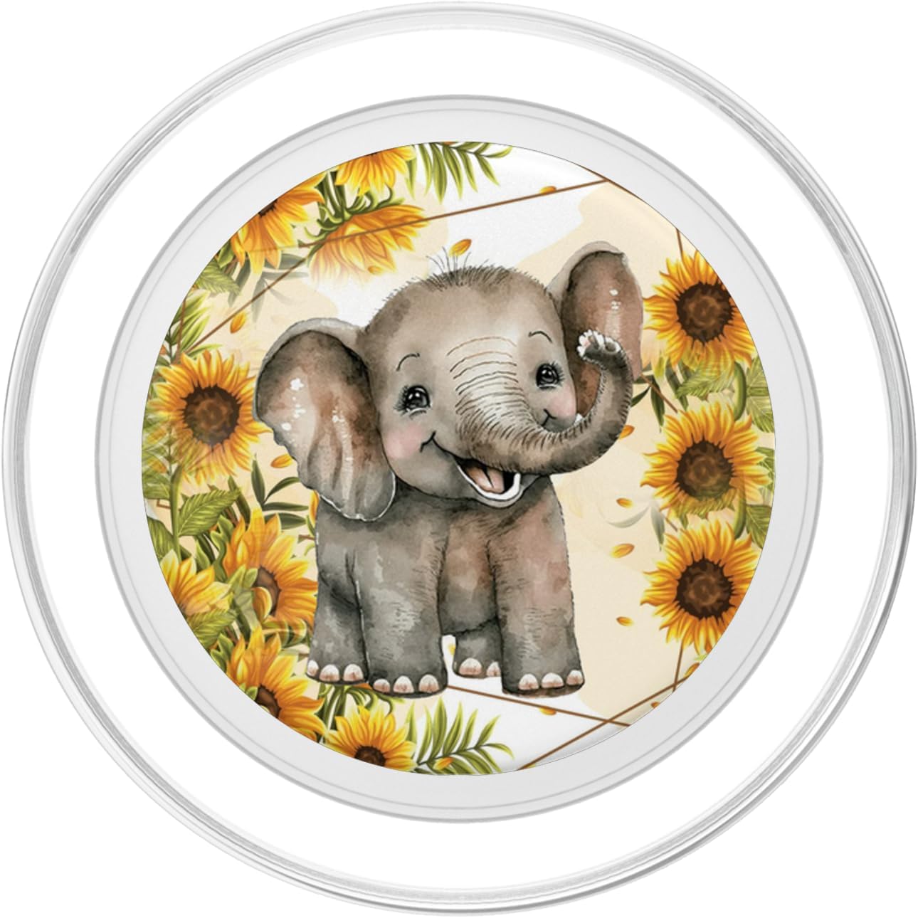 Aesthetic Cute Elephant Sunflower PopSockets PopGrip for MagSafe
