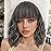 AISI HAIR Grey Salt & Pepper Synthetic Wavy Curly Bob Wig with Bangs Short Wavy Hair for Women Synthetic Heat Resistant Bob Wigs