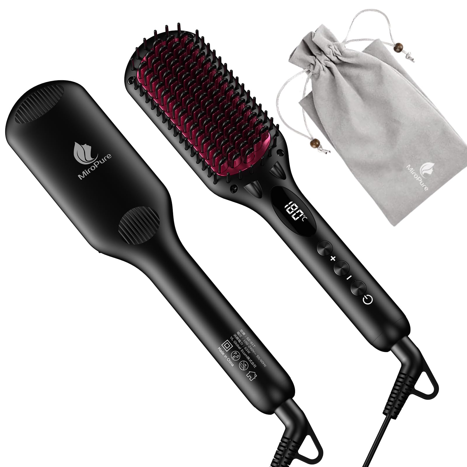 Amazon | MiroPure ストレートブラシ 5列歯 ヘアアイロン ヒートブラシ
