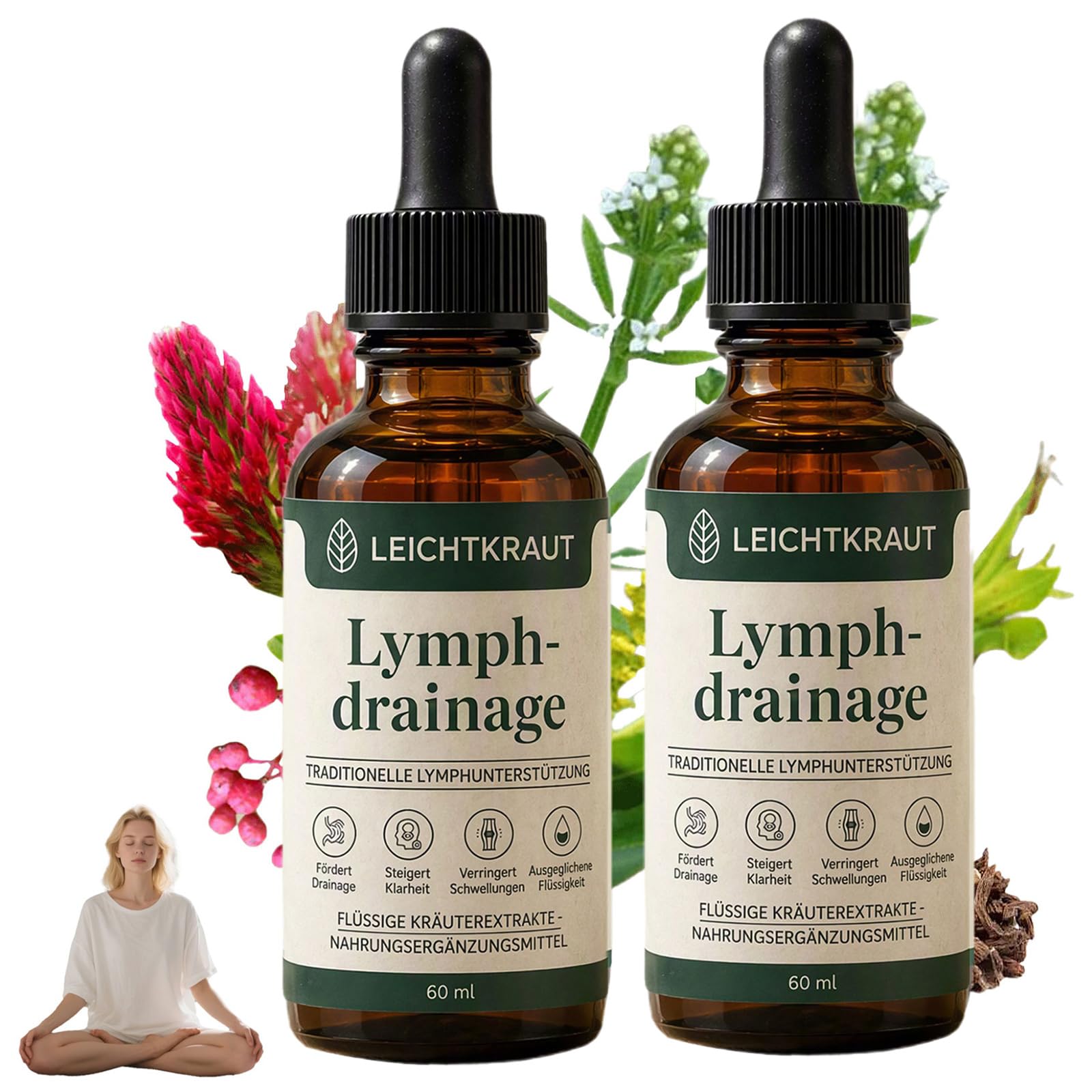 Leichtkraut Lymphatische Tropfen,2026 Leichtkraut Lymphdrainage Entgiftung，2 PCS