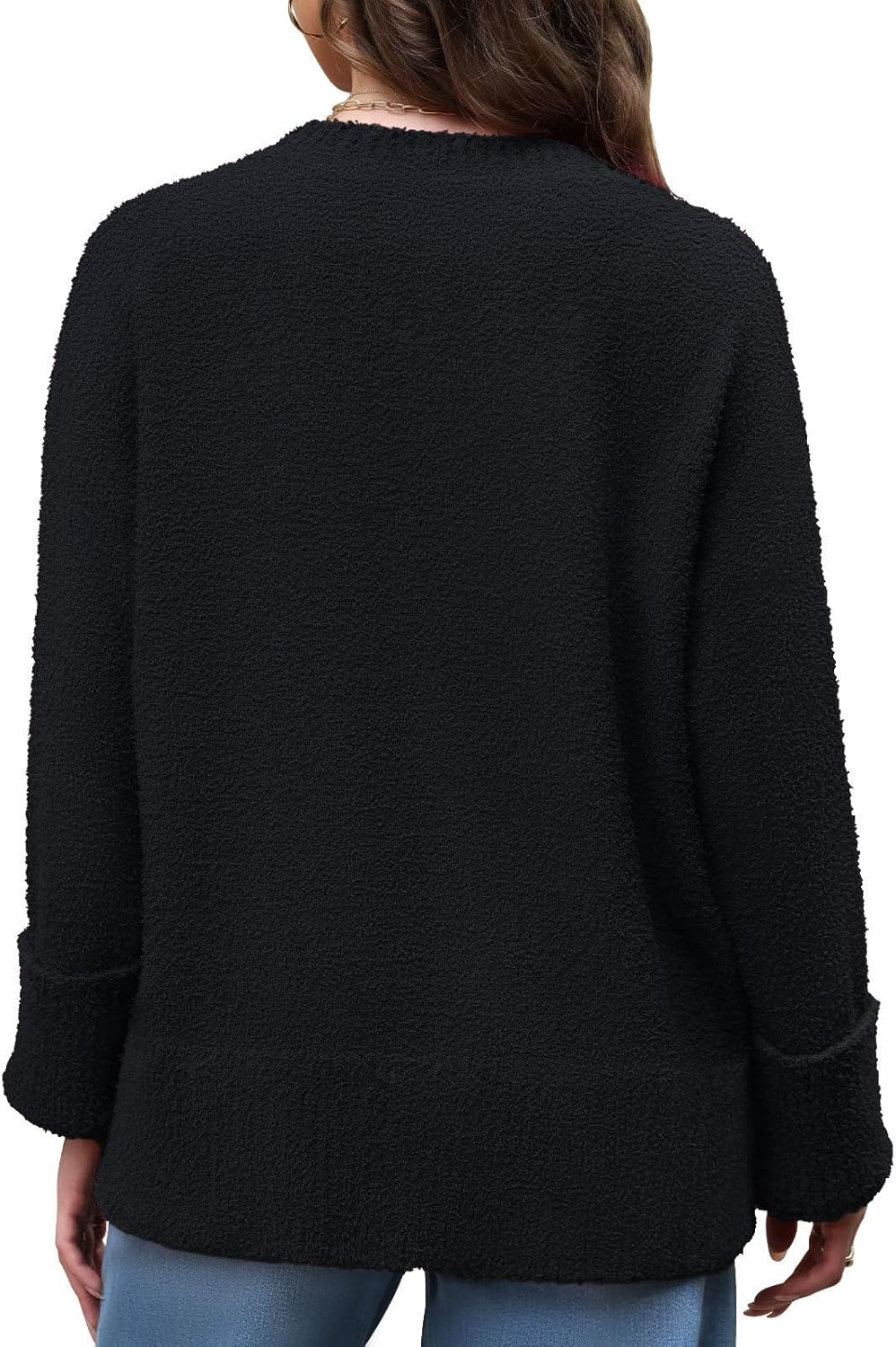 Women's Fuzzy Knit Sweaters Trendy Crewneck Pullover Tops Fall Winter Fashion Outfits - Image 5