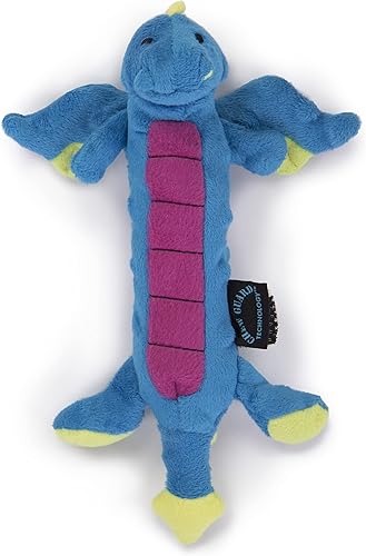 Vista 26 de goDog Bubble Plush Skinny Dragons - Juguete chirriante de peluche para perro, tecnología Chew Guard, verde, grande
