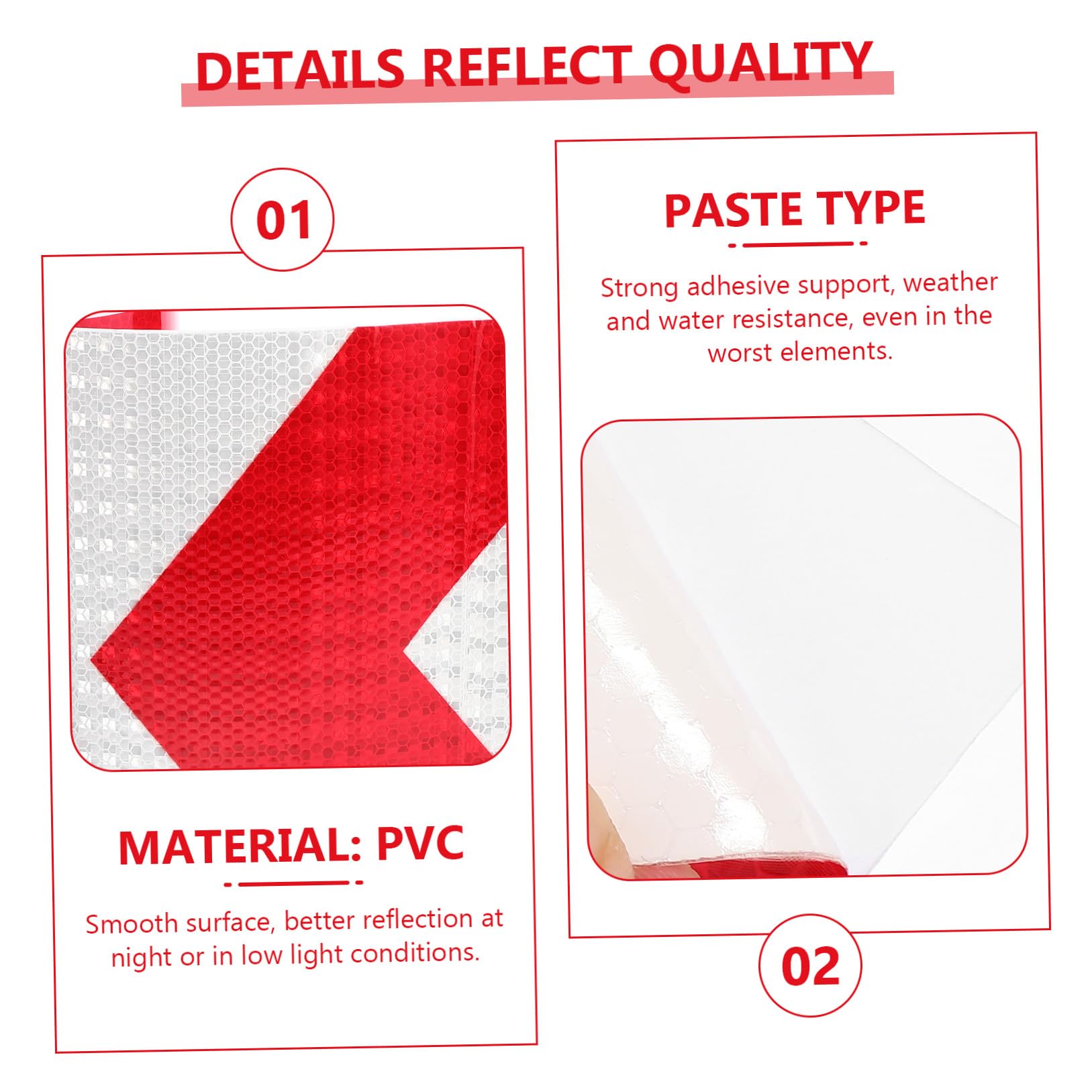 GARVALON Bande Réfléchissante Autocollante Adhésif Puissant en Pvc Visible de Nuit pour Sécurité Routière pour Balises et Camping-cars en Situation D'urgence