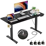farexon 48 x 24 inch Standing Desk Electric Adjustable Height with Charging Station, Stand up Desk with Ergonomic Workstation, Preset Heights Home Office Gaming Computer Workstations Table(Black)
