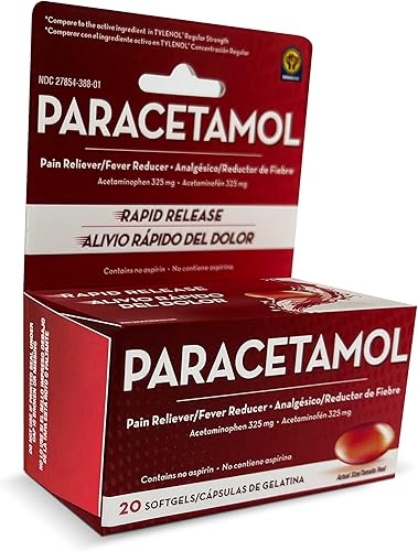 Miniatura 3 de Acetaminophen 325mg 20 cápsulas blandas para aliviar el dolor, cápsulas llenas de líquido para liberar dolor rápido, alivio rápido del dolor para