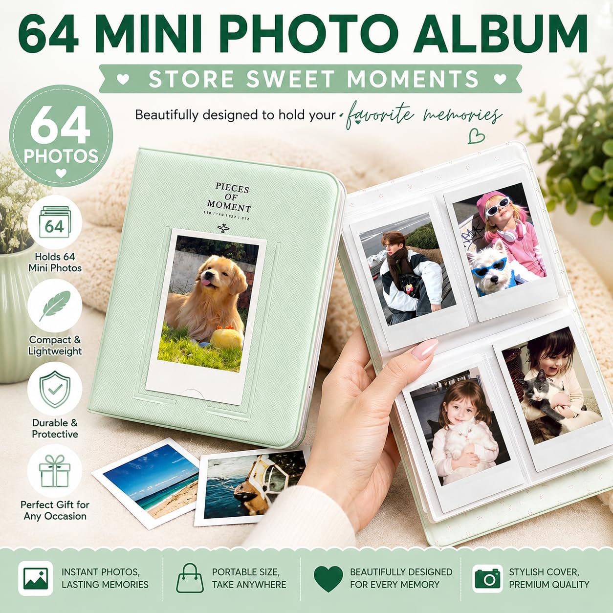Mini 13 Instant Camera Premium Kit per Fuji Instax Mini 13 Lagoon Green include custodia Lagoon Green Mini 13, mini pellicola da 20 scatti, mini album fotografico e kit completo di accessori per