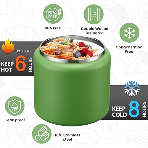Miniatura 3 de Itslife Termo para sopa para alimentos calientes para niños de 25.5oz con tapa de hebilla, tarro de alimentos calientes de boca ancha, termo al