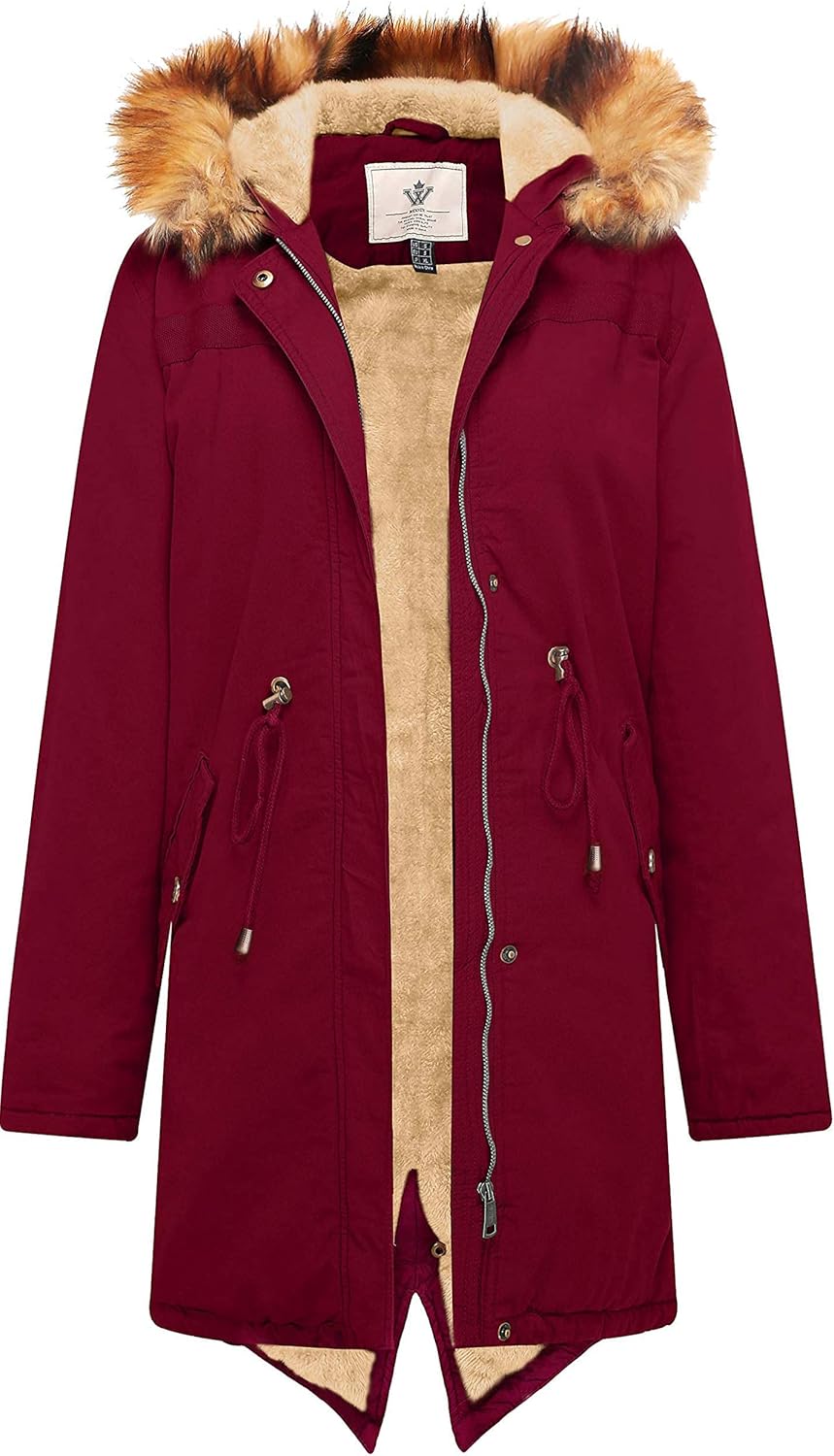 WenVen Women's Winter Long Hooded Sherpa Lined Parka Jacket Warm Coat - Image 3