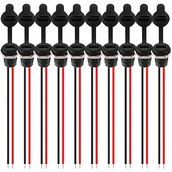 Type-C Female Chassis 2 Pin Wire 22 awg Waterproof Jack Connectors 3A USB C Pigtail Cable Extension Socket Plug 10Pcs lkelyonewy