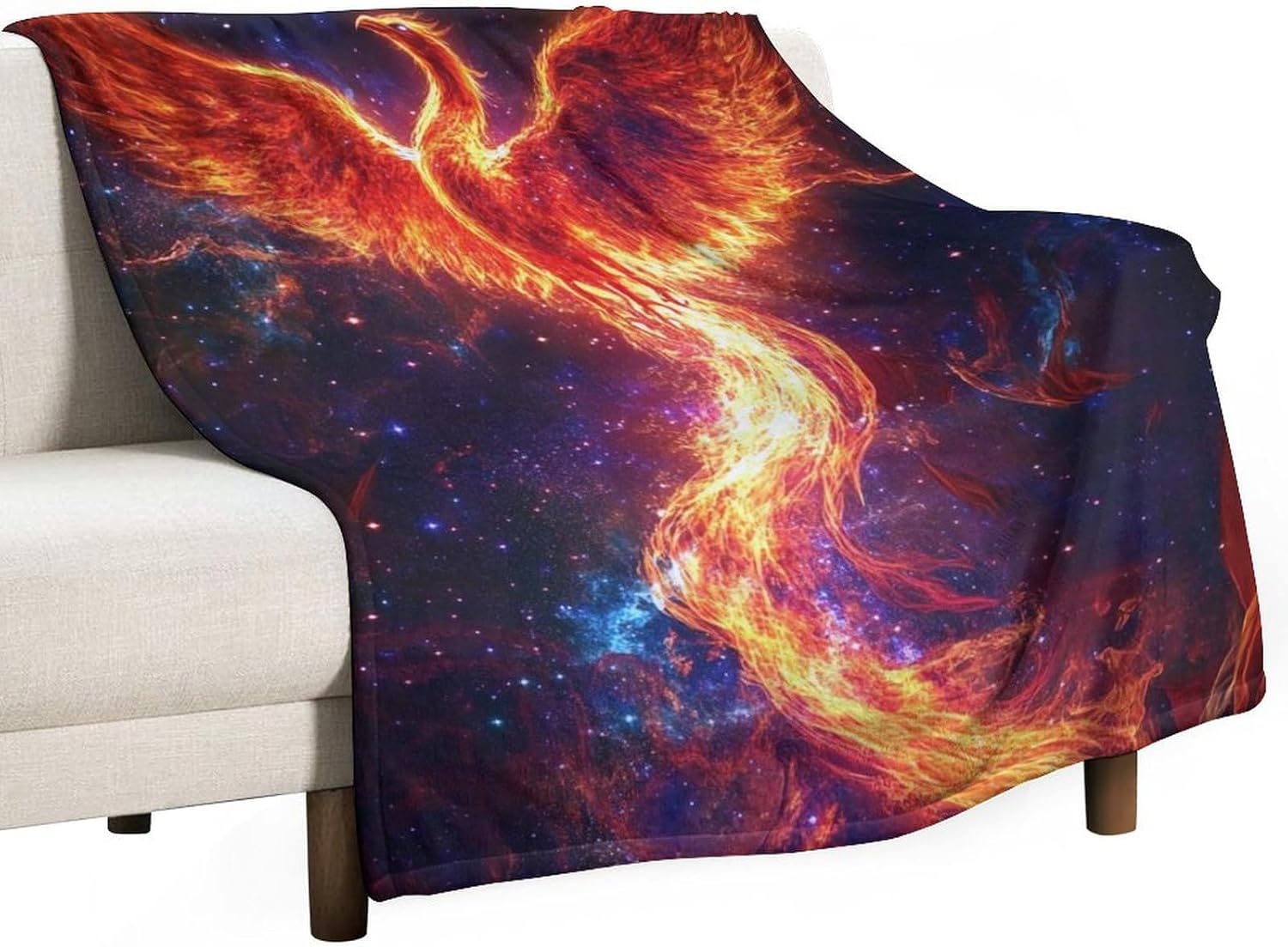 Phoenix Rising Fantasy Flamebird Majestic Lightweight Throw Blanket for Couch Soft Flannel Throw Blankets for Camping Travel Sofa Chair All Season Use 50"x60"