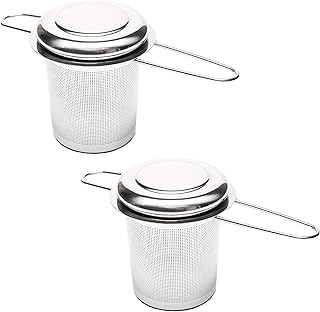 Passoires à Thé en Acier Inoxydable,2 Pcs Passoire pour Thé,Filtre à Thé avec Couvercle et PoignéE,Filtre à Thé Trou Fin Acier Inoxydable Infuseur à Thé,Pour Thé,Les éPices et Les Assaisonnements