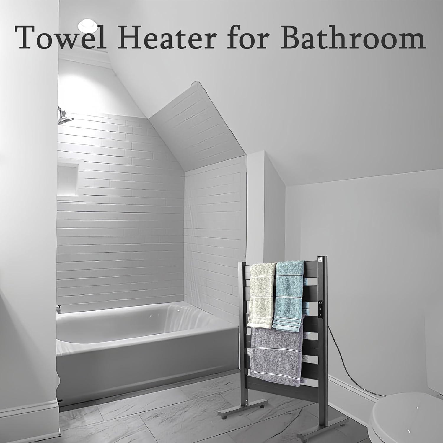Towel Warmer for Bathroom, 6-Bar, Upgraded Extra-Wide Heating Area, Built-in Timer and Temperature Adjustment, Overheating Protection. Large Free-Standing Heated Towel Rack，Matte Black