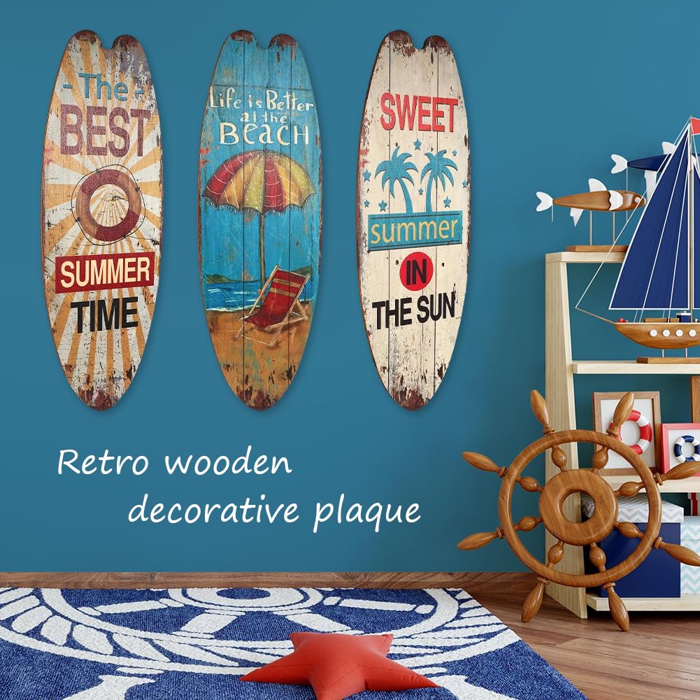 Surfbrett Wanddekoration Set - 3-teilige Strand Deko Für Pool & Bar