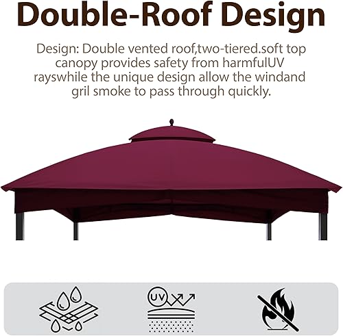 Miniatura 8 de Cubierta superior de repuesto de 10 x 12 pulgadas para Lowe's Allen Roth #GF-12S004B-1, kioscos de techo resistente con malla, solo parte superior