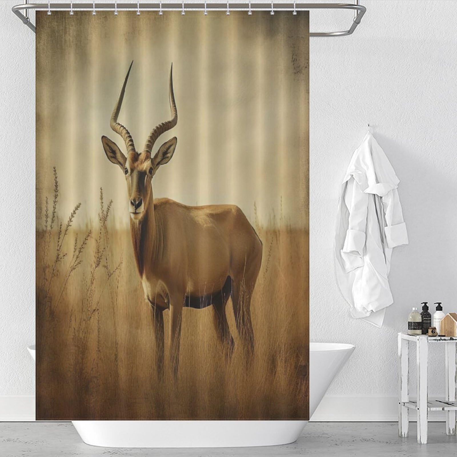 Rideau de bain imperméable contre les éclaboussures avec motif antilope