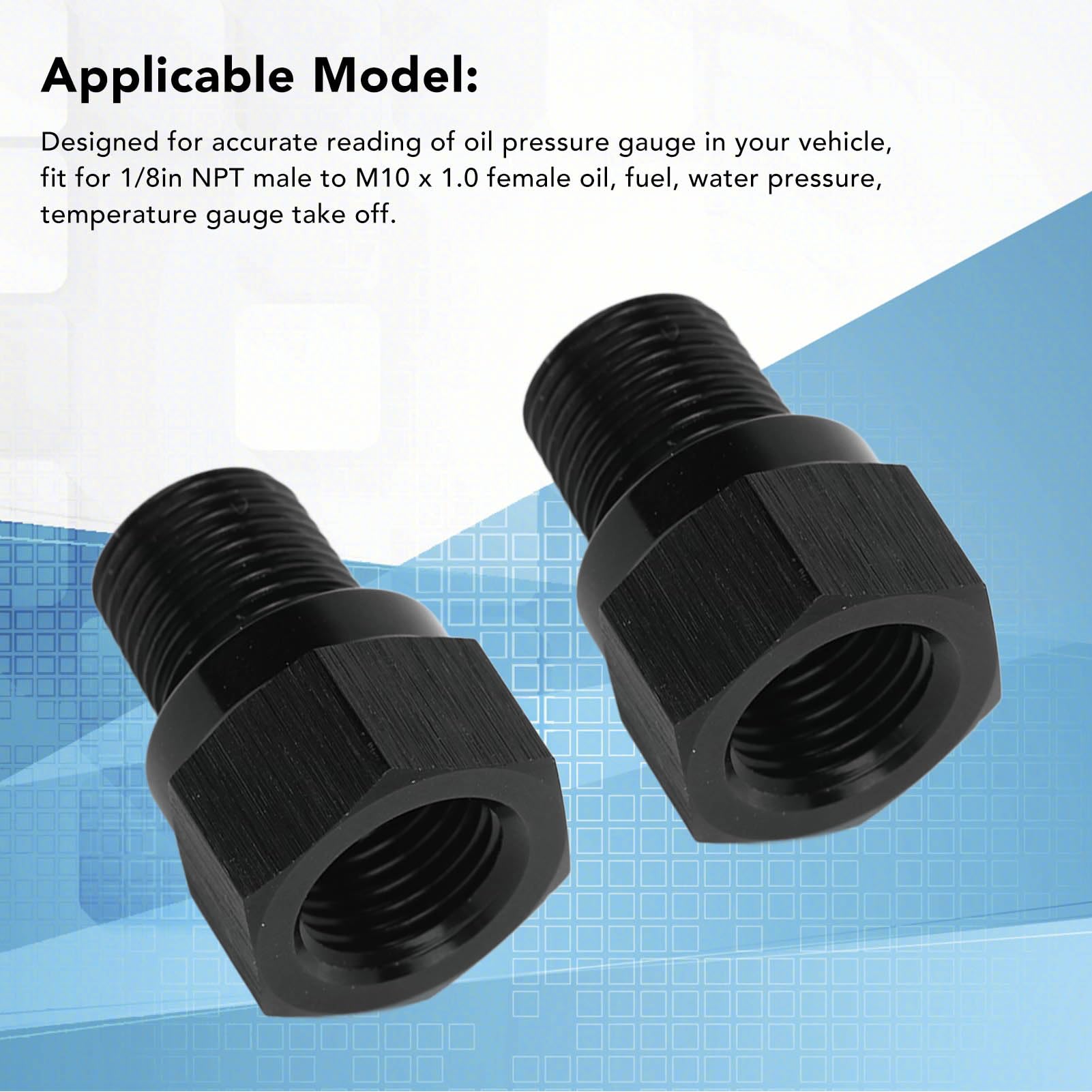 Engin Swap Adattatore Sensore Pressione Olio, 2 Pezzi 1/8 Pollici NPT Maschio a M10 X 1.0 Femmina Adattatore per Decollo Manometro Olio in Lega di Alluminio per Veicolo