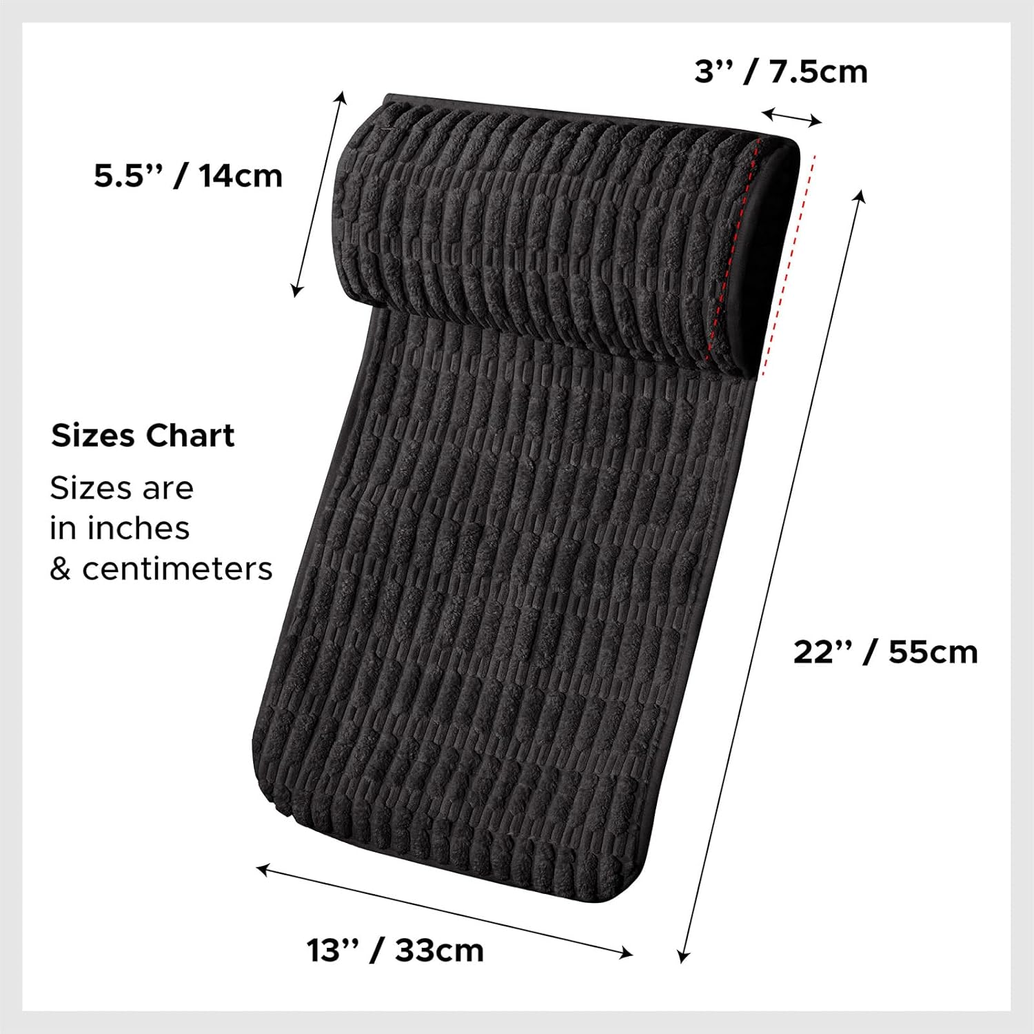 WdFour Headrest Memory Pillow, Support Cushions for Neck, Back or Leg for Sofas, Recliners, Office Chairs, Massage Chairs for Neck Pain Relief and Cervical Support. (Black, 13" Wx5.5 Lx3 D, 1PC) - Image 3