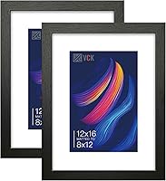 Vista 98 de VCK Paquete de 2 portarretratos de 8 x 10 pulgadas, roble natural, madera de alta gama con vidrio templado, para fotos de 5 x 7 pulgadas