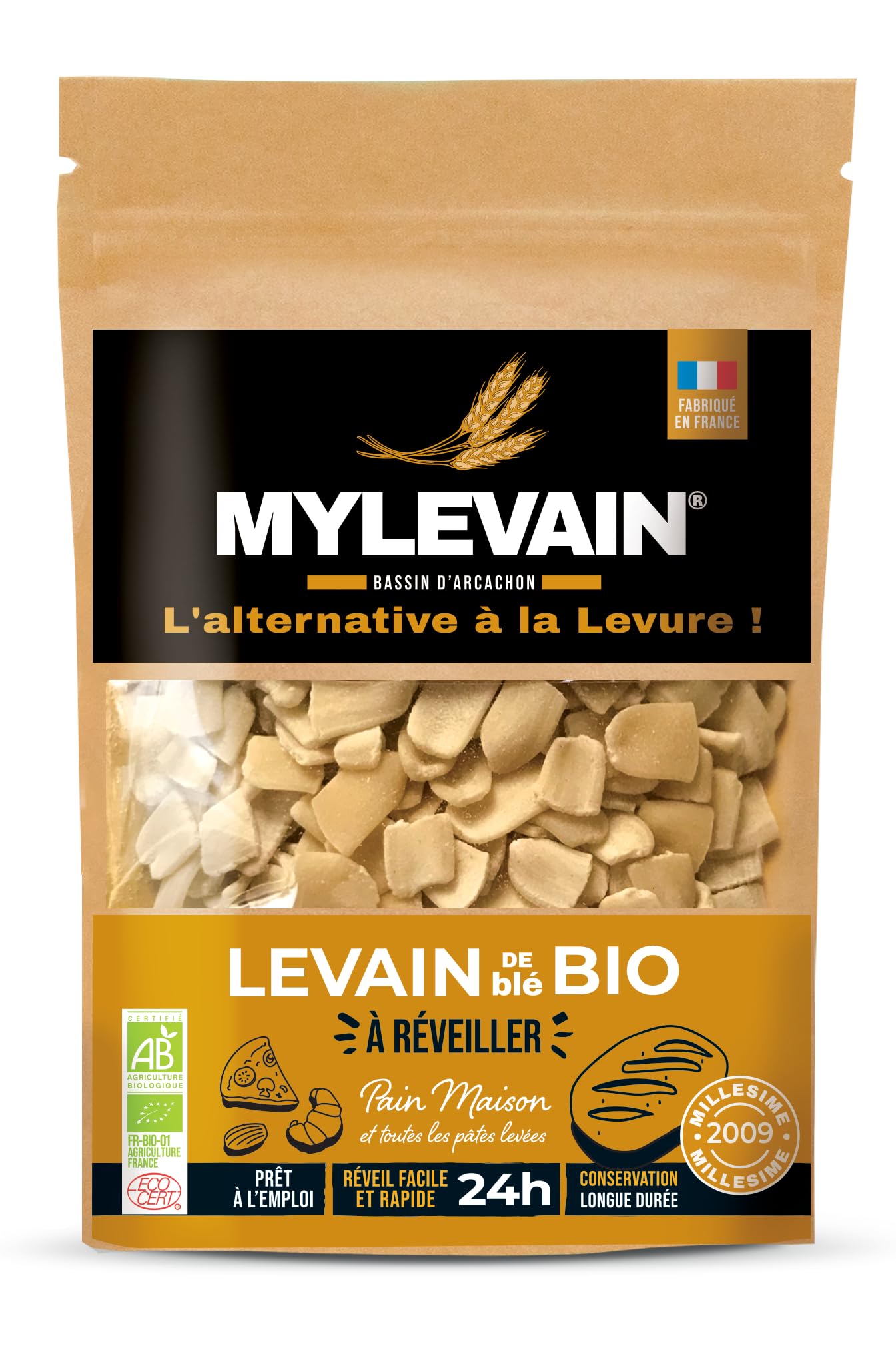MYLEVAIN Francuskie naturalne płatki na zakwasie - Żywy organiczny zakwas - 2009 vintage