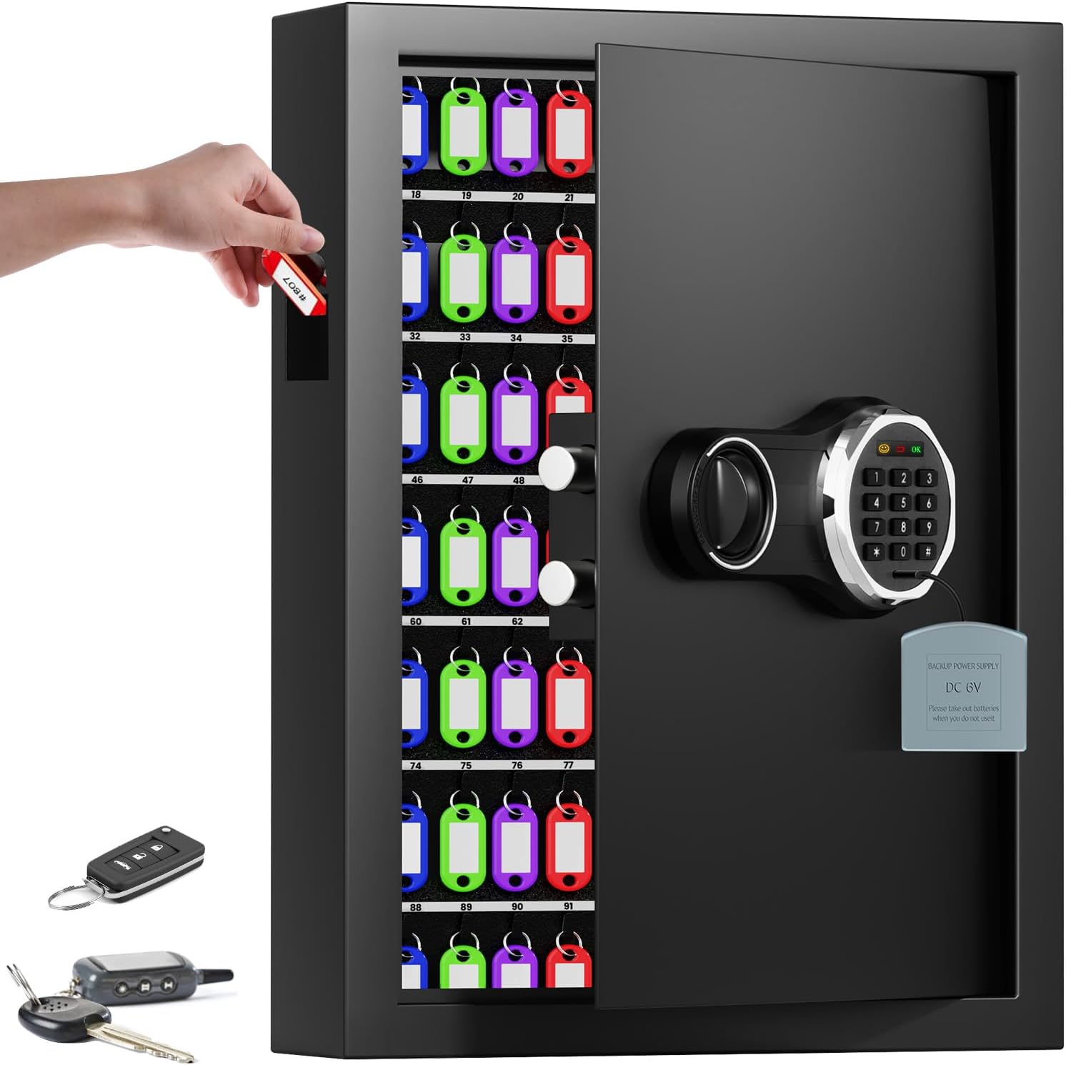 158 Keys Combination Lock Key Cabinet, Anti-Theft Key Lock Box with Key Tags, Key Organizer Wall Mount for Car Garage House Rental Office Business