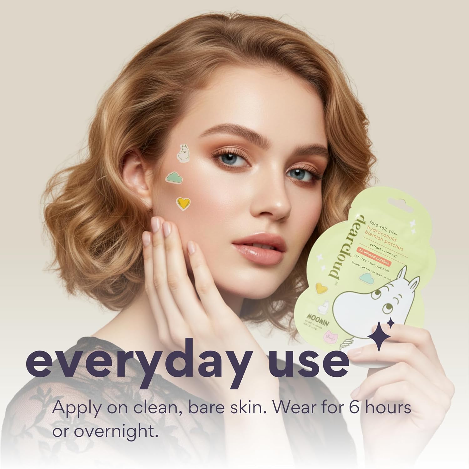 dearcloud Moomin Hydrocolloid Blemish Patches - 36 Count - Pimple Patches for Face, Acne Spot Treatment With Tea Tree Oil & Salicylic Acid (Farewell, Zits!)