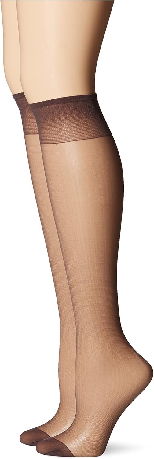 Hanes Hosiery Silk Reflections Silky Sheer Reinforce Toe Knee High 775 (Pearl/One Size) Pack of Two at  Women’s Clothing store: Pantyhose