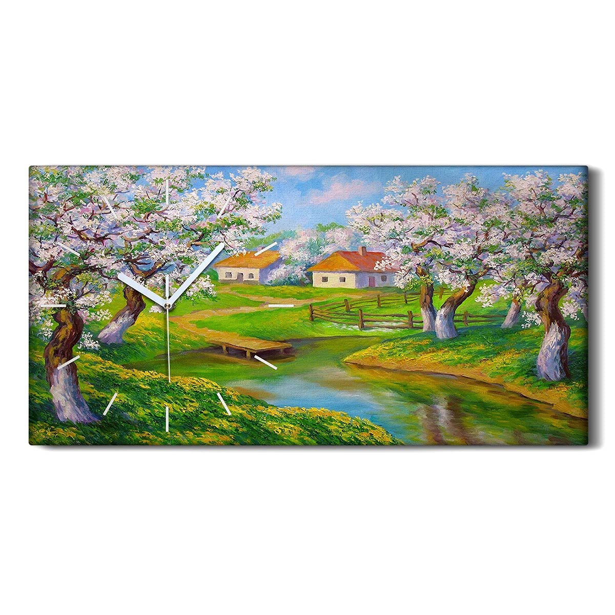 Horloge sur Toile de Qualité Supérieure 60x30cm Coloray Image Art Mural Salon Raffiné